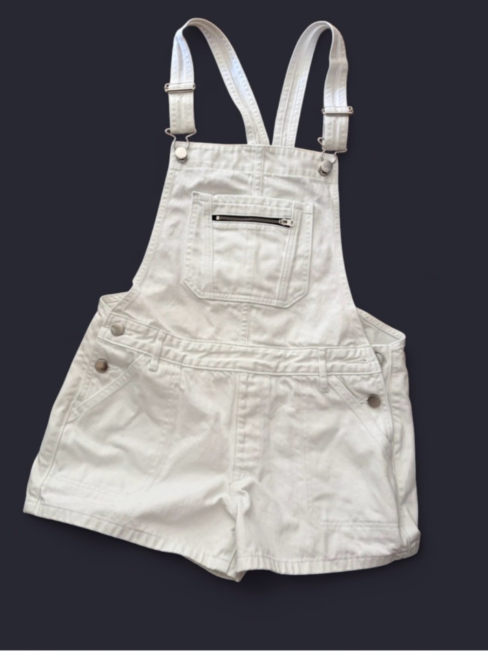 New, Abercrombie & Fitch White Denim Short Overalls